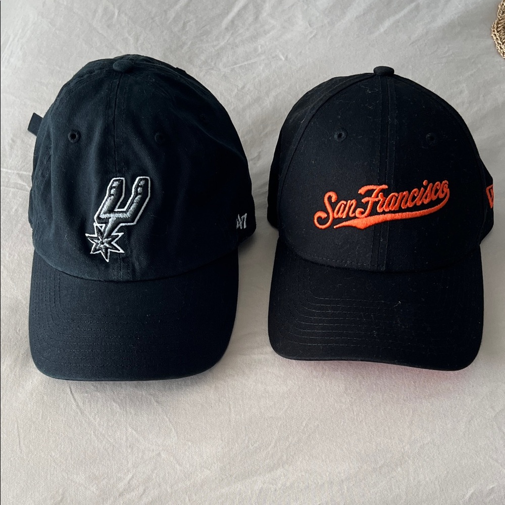 Black San Francisco and Spurs Caps